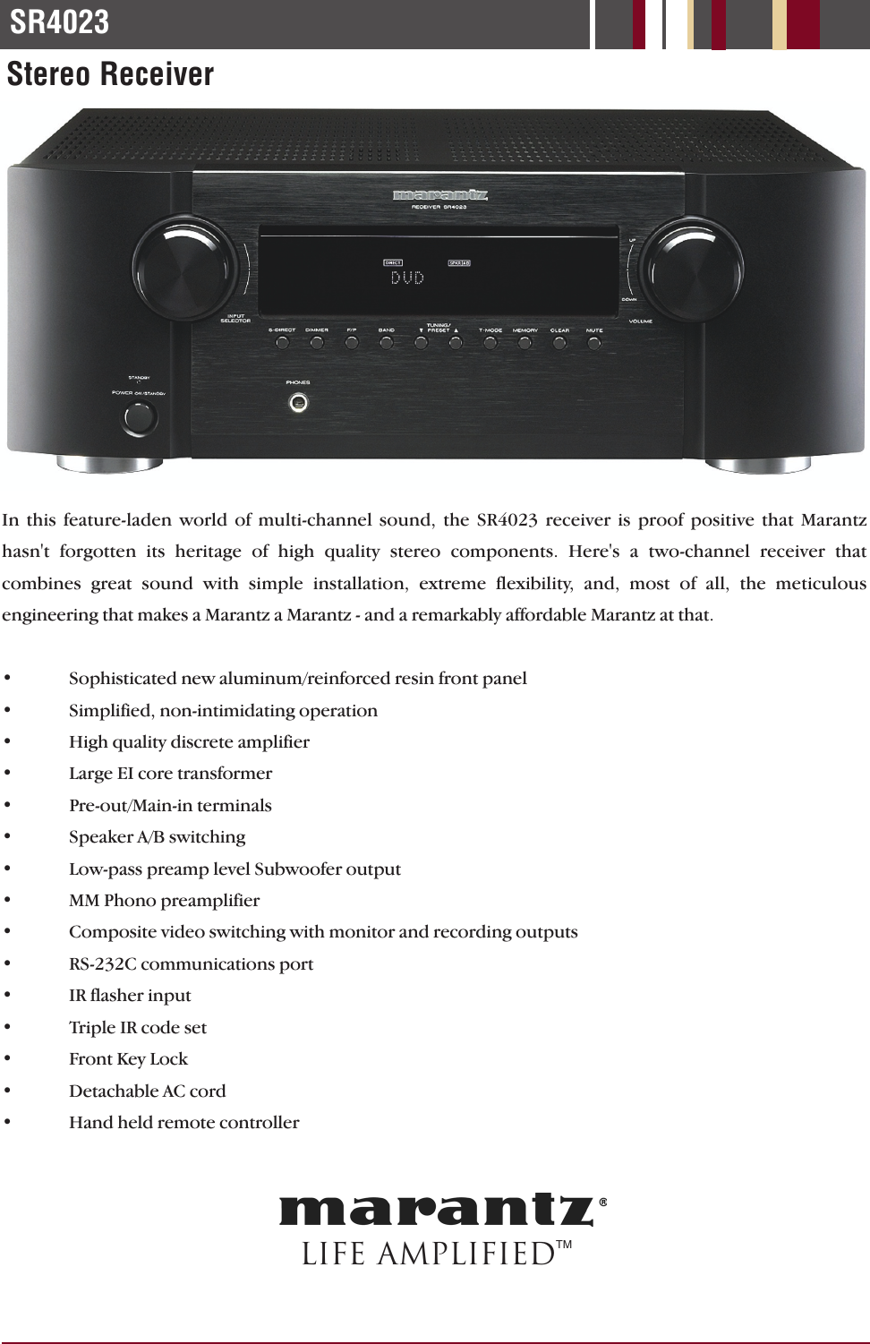 Page 1 of 2 - Marantz Marantz-Sr4023-Users-Manual- SR4023.qxp  Marantz-sr4023-users-manual