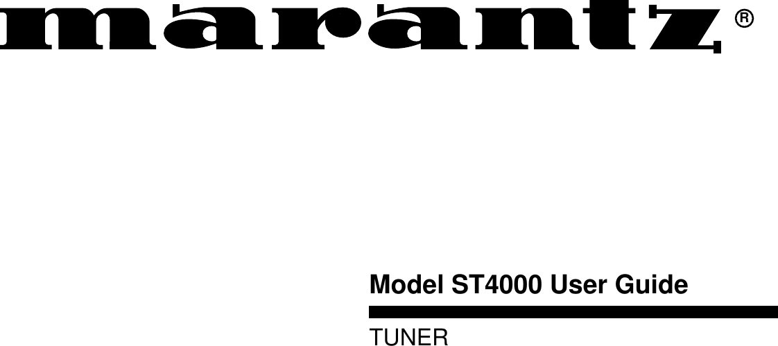 Page 1 of 9 - Marantz Marantz-Stereo-Tuner-St4000-Users-Manual- 1  Marantz-stereo-tuner-st4000-users-manual