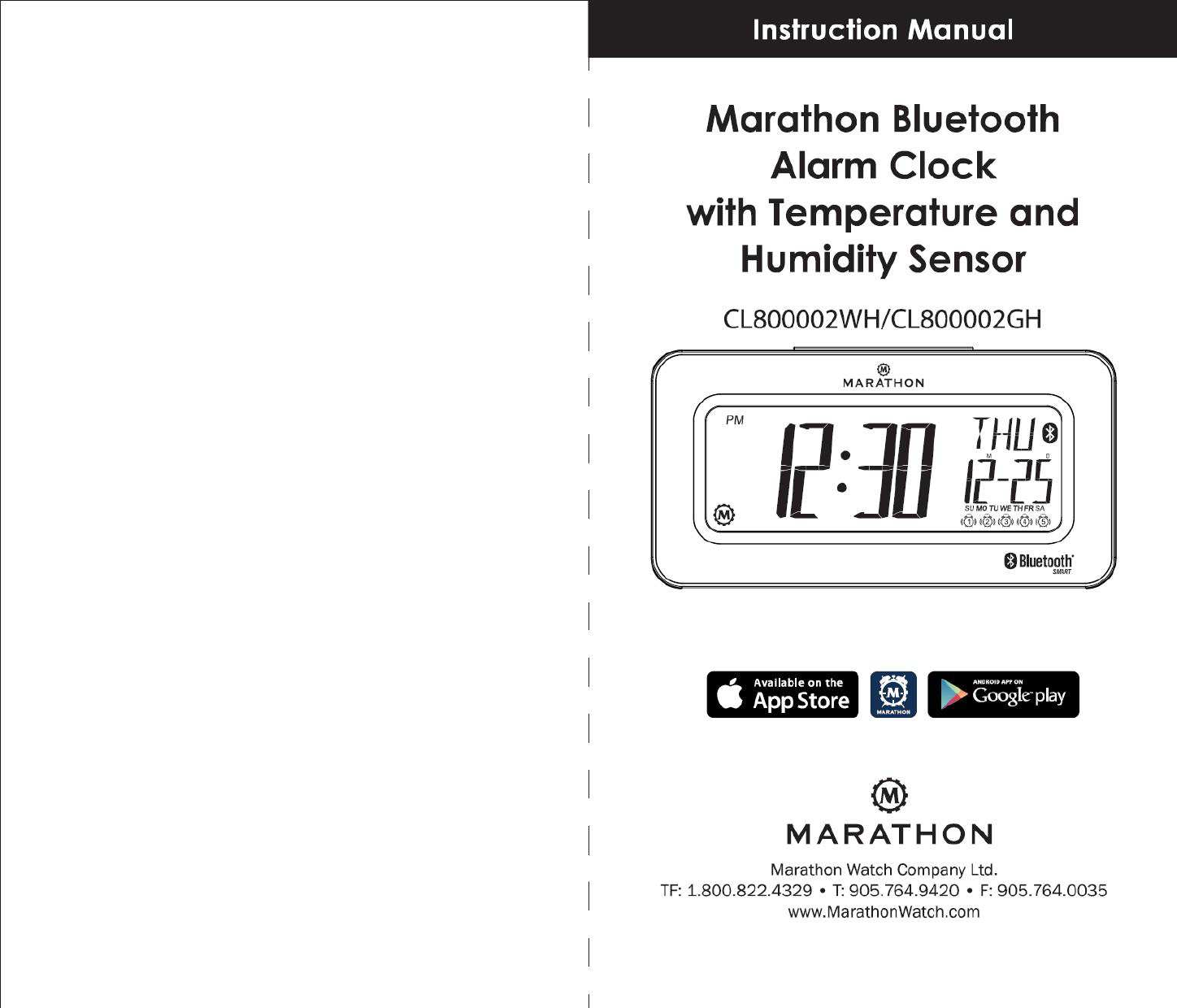 Marathon Watch CL800002 Alarm Clock with Temperature and Humidity