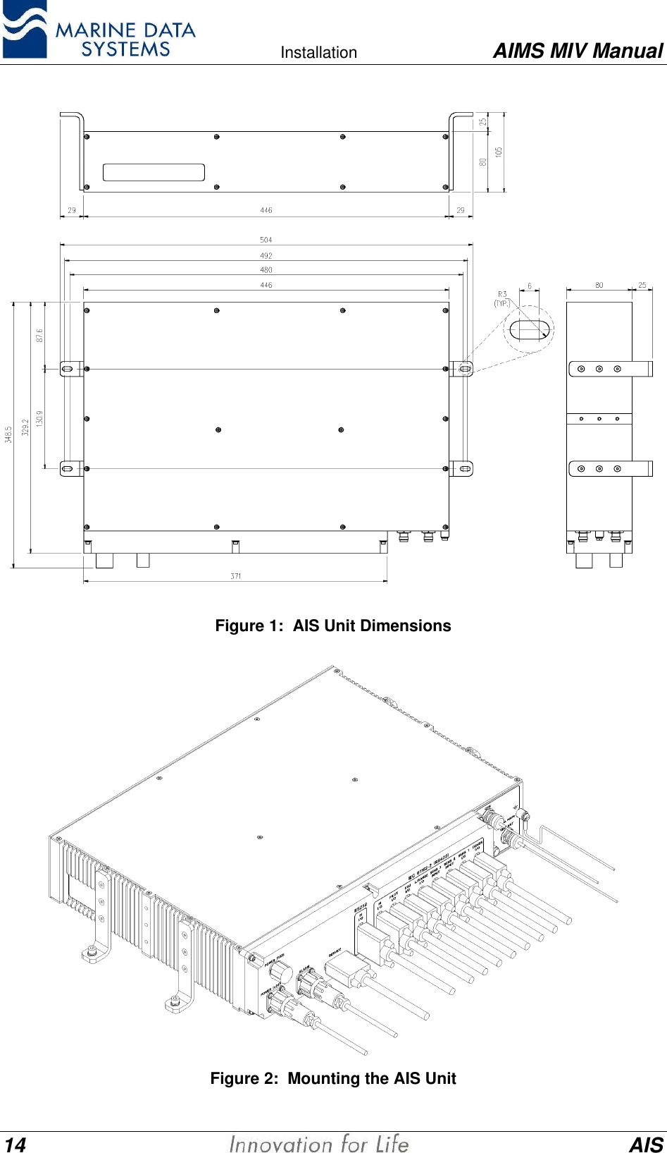   Installation AIMS MIV Manual14 AISFigure 1:  AIS Unit DimensionsFigure 2:  Mounting the AIS Unit