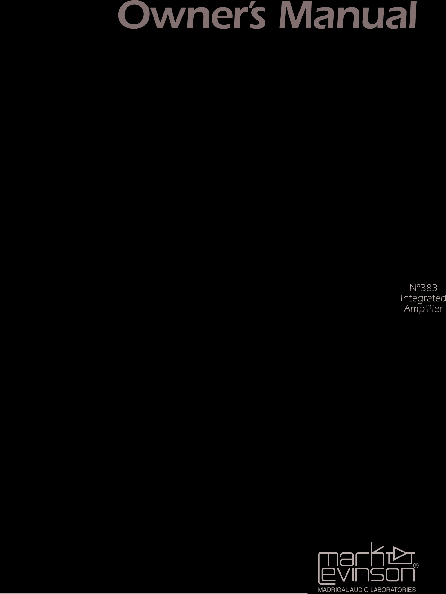 Page 1 of 1 - Mark-Levinson Mark-Levinson-N383-Users-Manual-  Mark-levinson-n383-users-manual