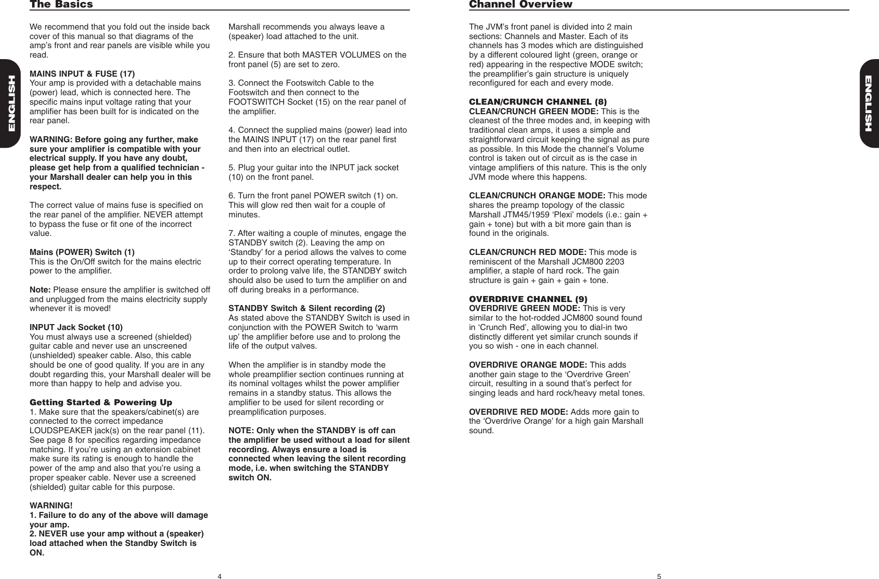 Page 4 of 9 - Marshall-Amplification Marshall-Amplification-Jvm-2-Users-Manual- Marshall-amplification-jvm-2-users-manual