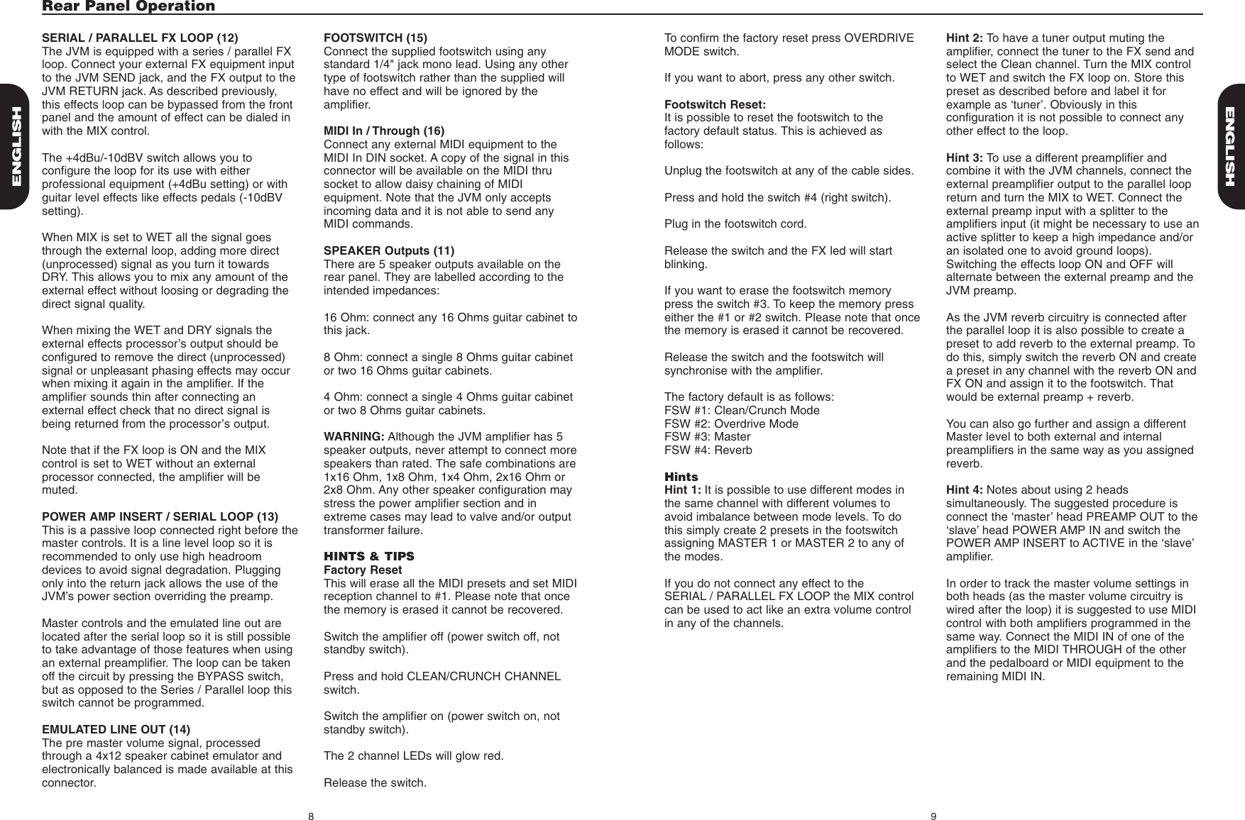 Page 6 of 9 - Marshall-Amplification Marshall-Amplification-Jvm-2-Users-Manual- Marshall-amplification-jvm-2-users-manual