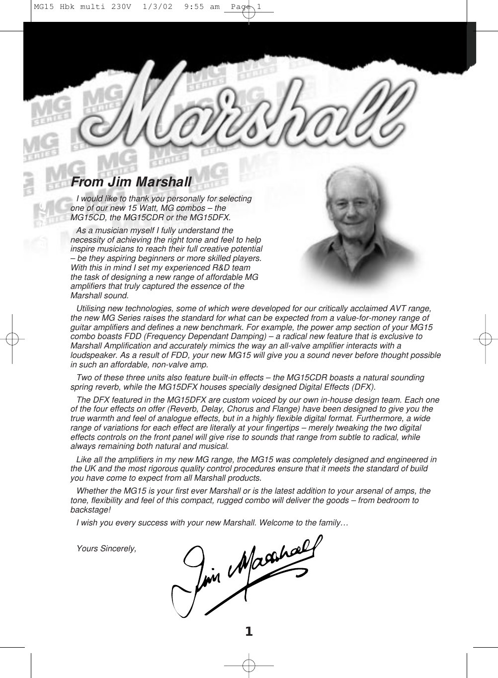 Page 2 of 8 - Marshall-Amplification Marshall-Amplification-Mg15-Series-Users-Manual- MG15 Hbk Multi 230V  Marshall-amplification-mg15-series-users-manual