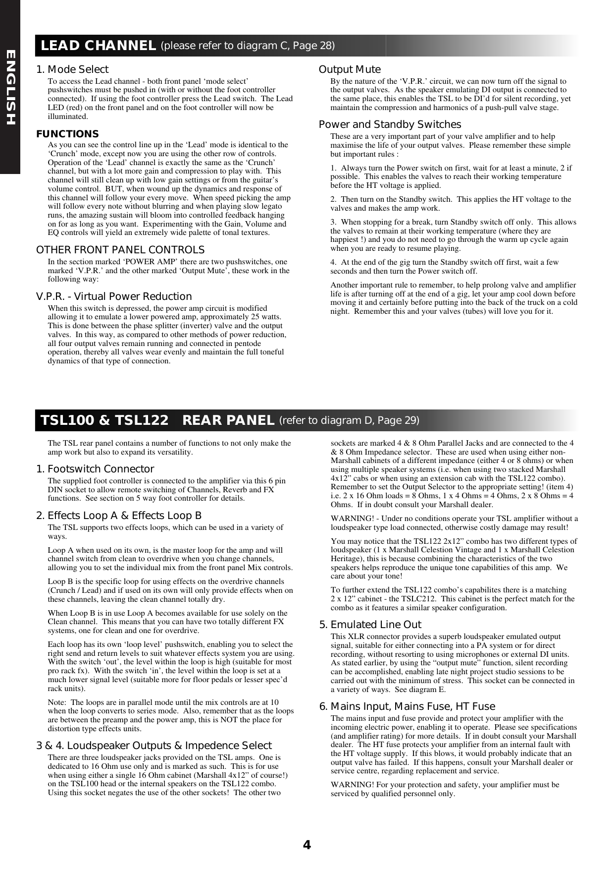 Page 5 of 10 - Marshall-Electronic Marshall-Electronic-Tsl100-Users-Manual- TSL100/122 Hbk  Marshall-electronic-tsl100-users-manual