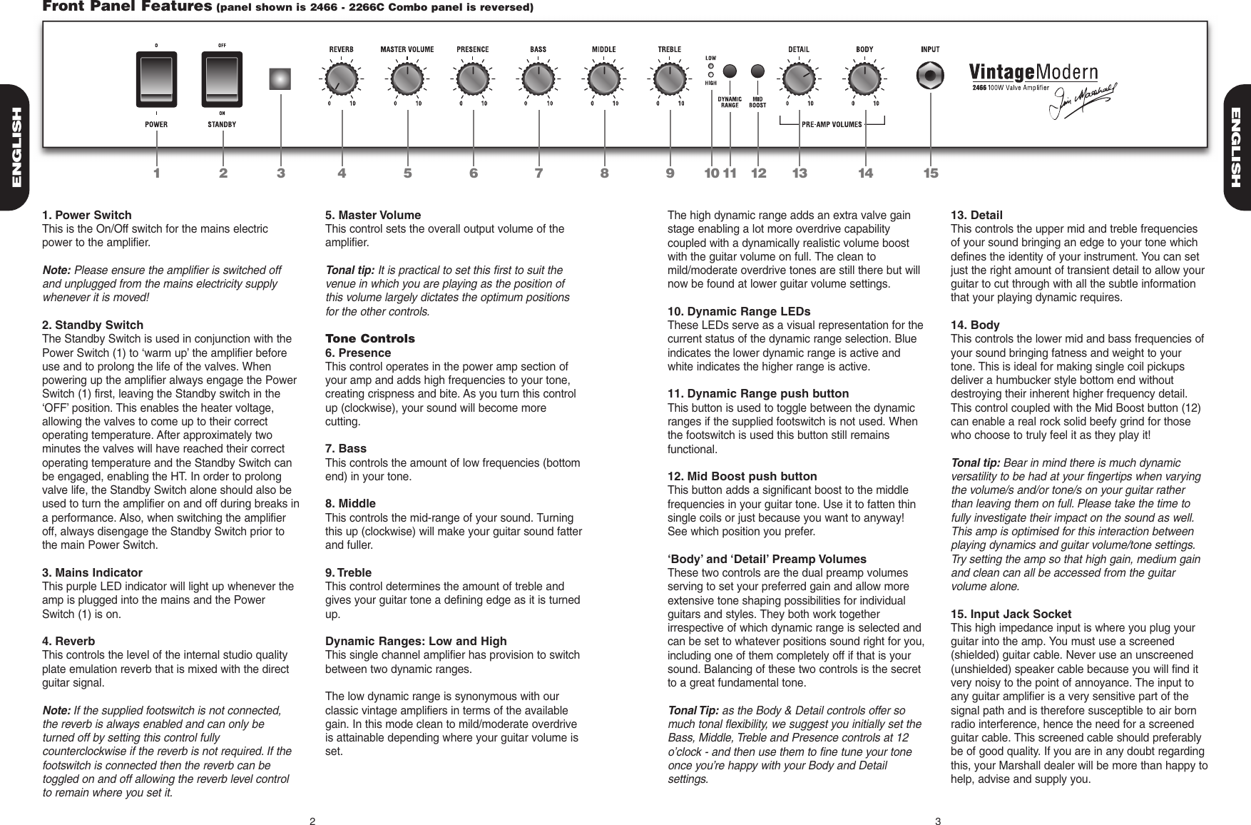 Page 3 of 4 - Marshall Marshall-2266-Users-Manual-  Marshall-2266-users-manual
