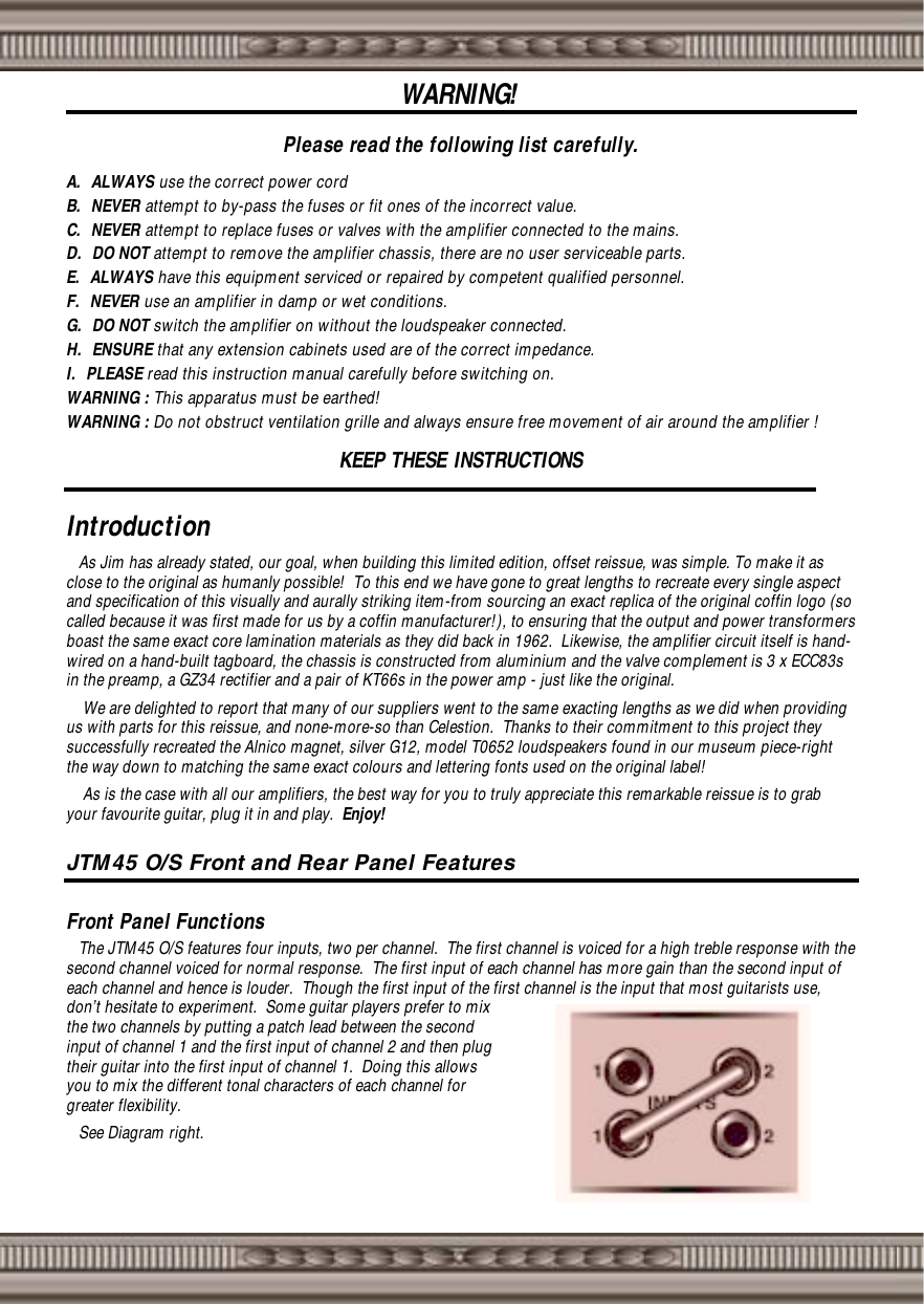 Page 3 of 6 - Marshall Marshall-Jtm45-Users-Manual- JTM45 Handbook Ltd 24/11  Marshall-jtm45-users-manual