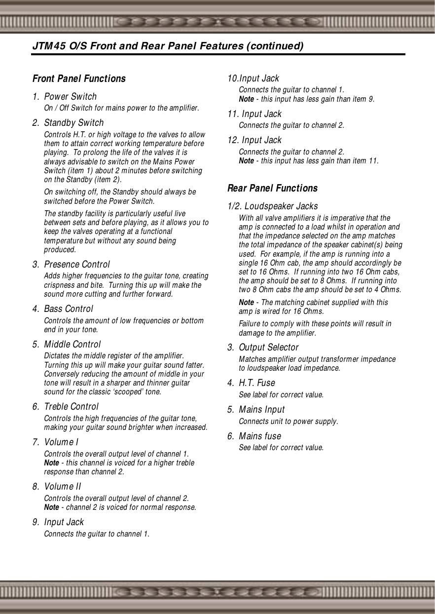 Page 4 of 6 - Marshall Marshall-Jtm45-Users-Manual- JTM45 Handbook Ltd 24/11  Marshall-jtm45-users-manual