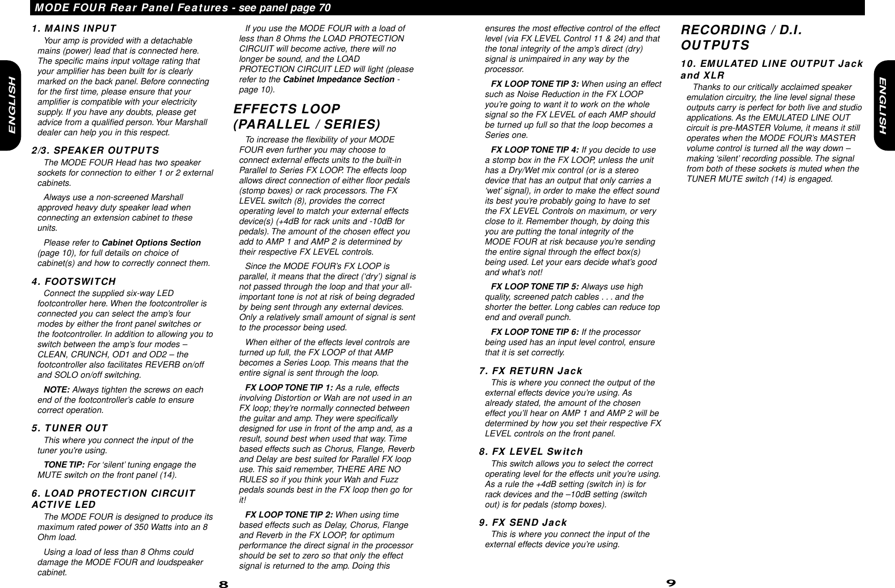 Page 6 of 11 - Marshall Marshall-Mf350-Users-Manual- MF Hbk (panels At Back)  Marshall-mf350-users-manual