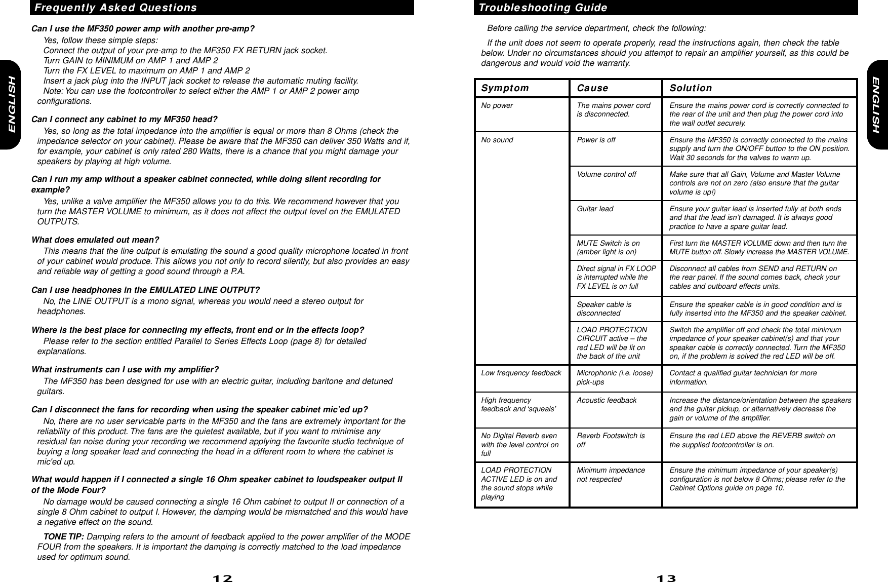 Page 8 of 11 - Marshall Marshall-Mf350-Users-Manual- MF Hbk (panels At Back)  Marshall-mf350-users-manual