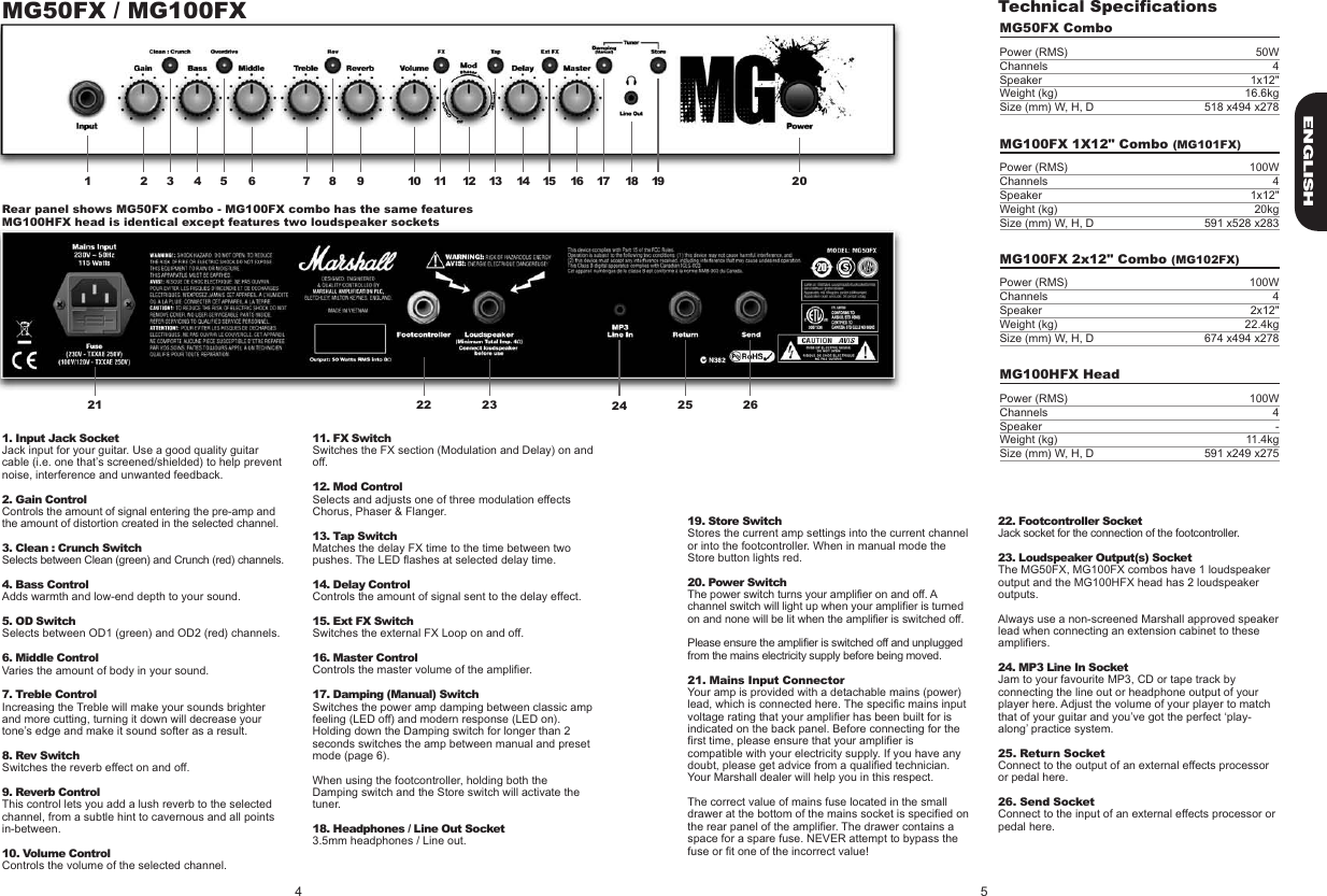 Page 4 of 7 - Marshall Marshall-Mg100Fx-Owners-Manual- ManualsLib - Makes It Easy To Find Manuals Online!  Marshall-mg100fx-owners-manual