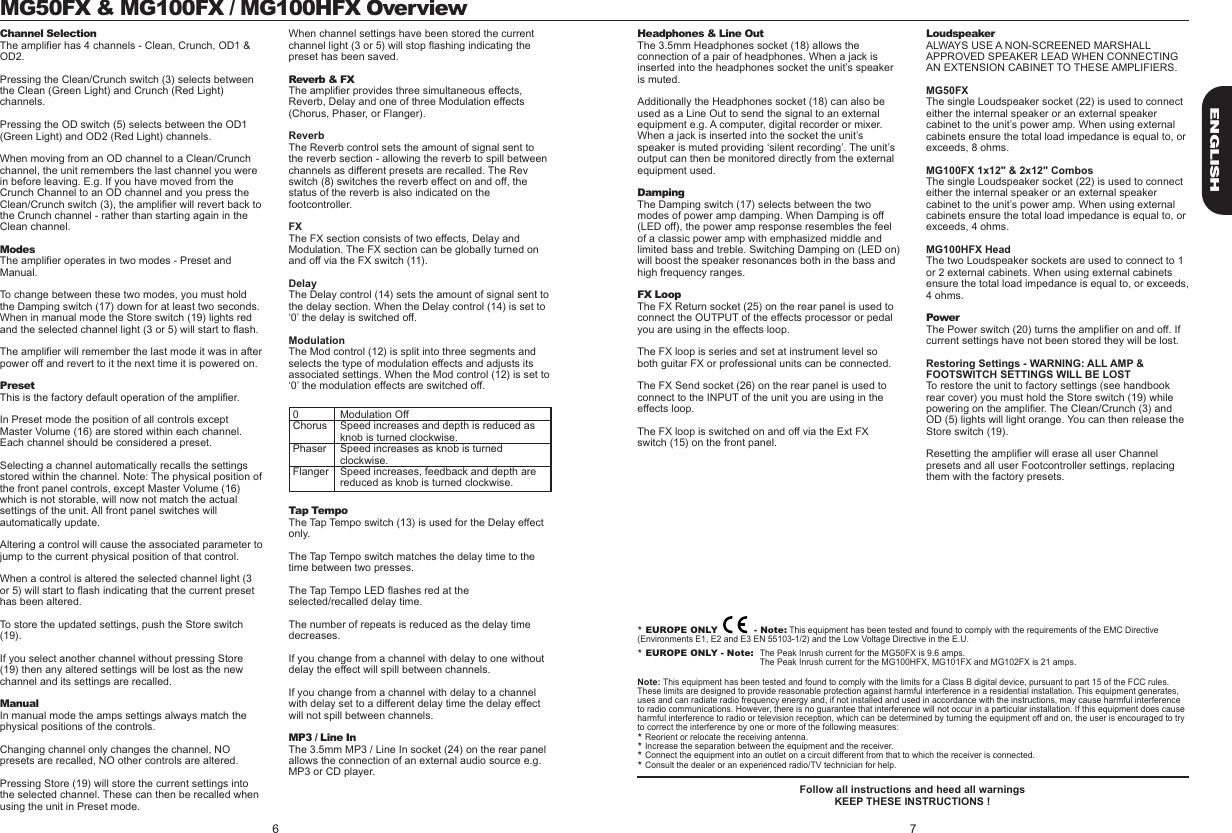 Page 5 of 7 - Marshall Marshall-Mg100Fx-Owners-Manual- ManualsLib - Makes It Easy To Find Manuals Online!  Marshall-mg100fx-owners-manual