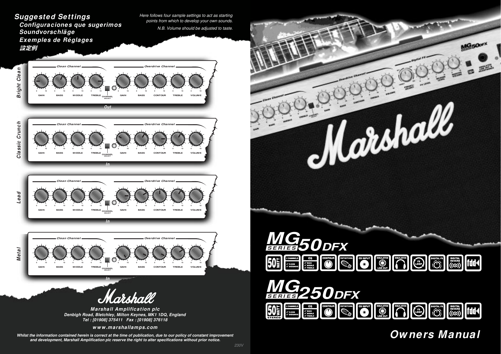 Page 1 of 6 - Marshall Marshall-Mg250Dfx-Users-Manual- MG50 Hbk Multi 230V  Marshall-mg250dfx-users-manual