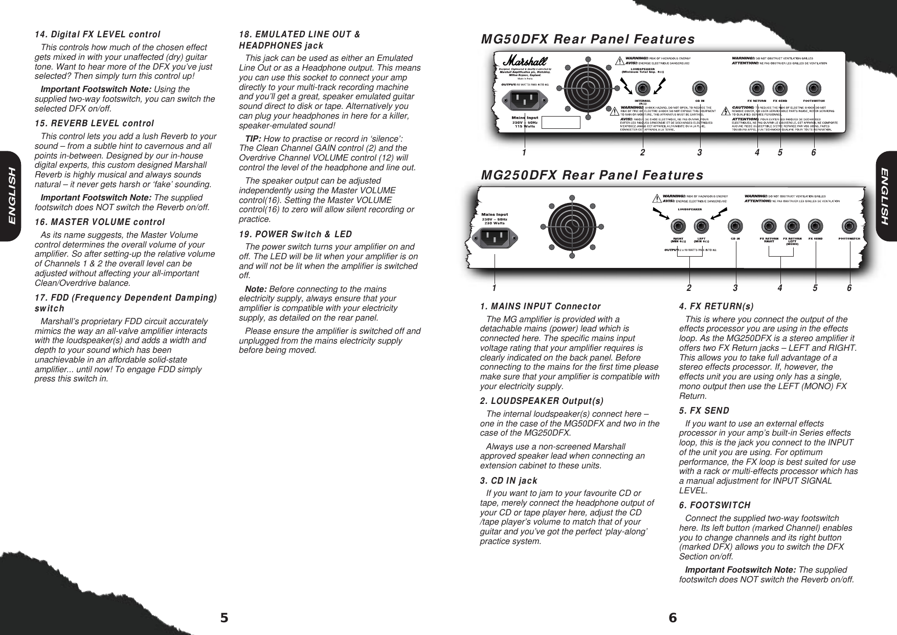 Page 4 of 6 - Marshall Marshall-Mg250Dfx-Users-Manual- MG50 Hbk Multi 230V  Marshall-mg250dfx-users-manual