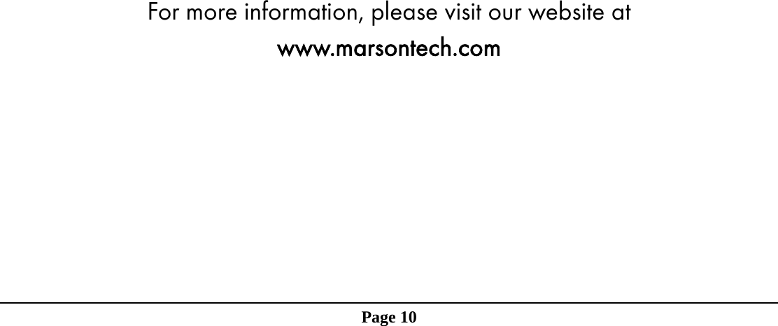              For more information, please visit our website at www.marsontech.com            Page 10               