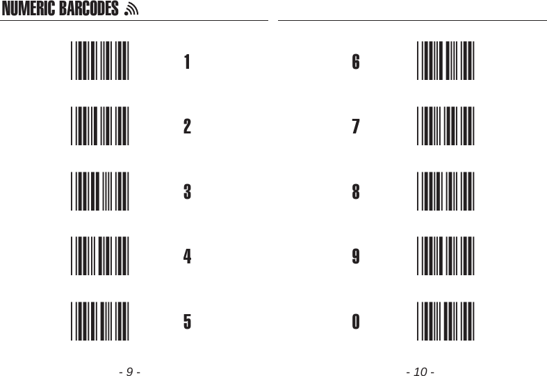 NUMERIC BARCODES- 9 -- 10 -1*1*2*2*3*3*4*4*5*5*6*6*7*7*8*8*9*9*0*0*