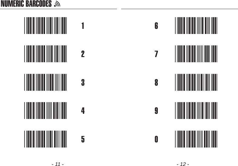 NUMERIC BARCODES- 11 - - 12 -1*.31*2*.32*3*.33*4*.34*5*.35*6*.36*7*.37*8*.38*9*.39*0*.30*
