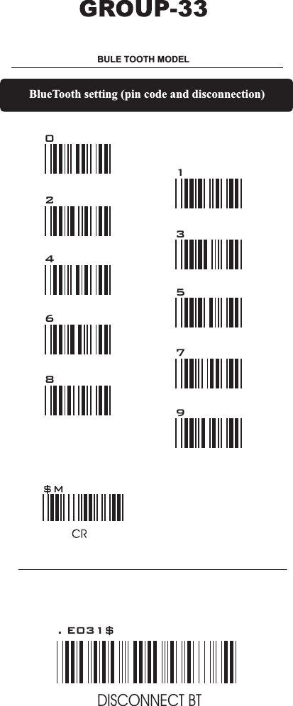  %OXH7RRWKVHWWLQJSLQFRGHDQGGLVFRQQHFWLRQ%8/(7227+02'(/