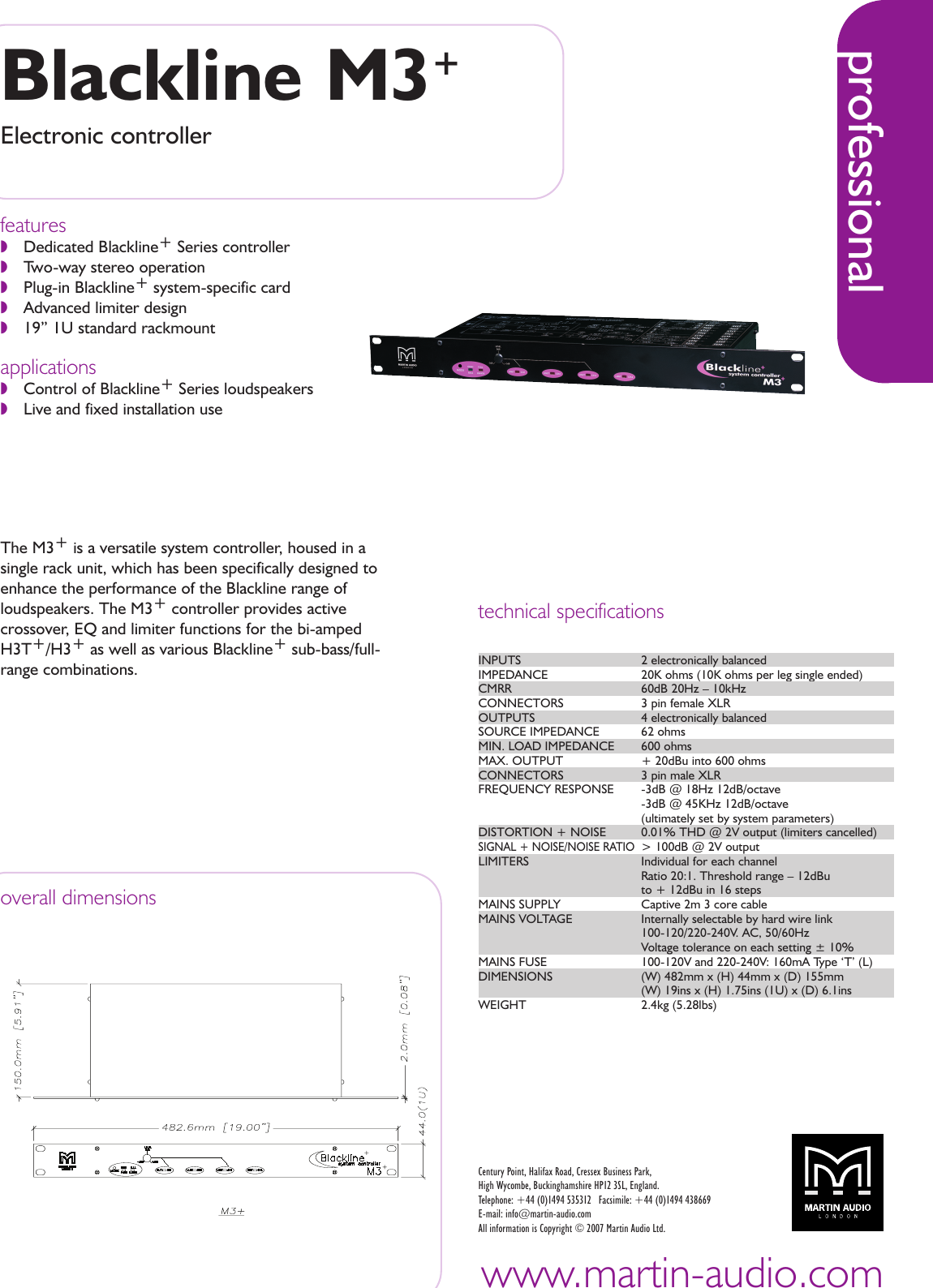 Martin Audio Blackline M3 Users Manual W2 Single Page