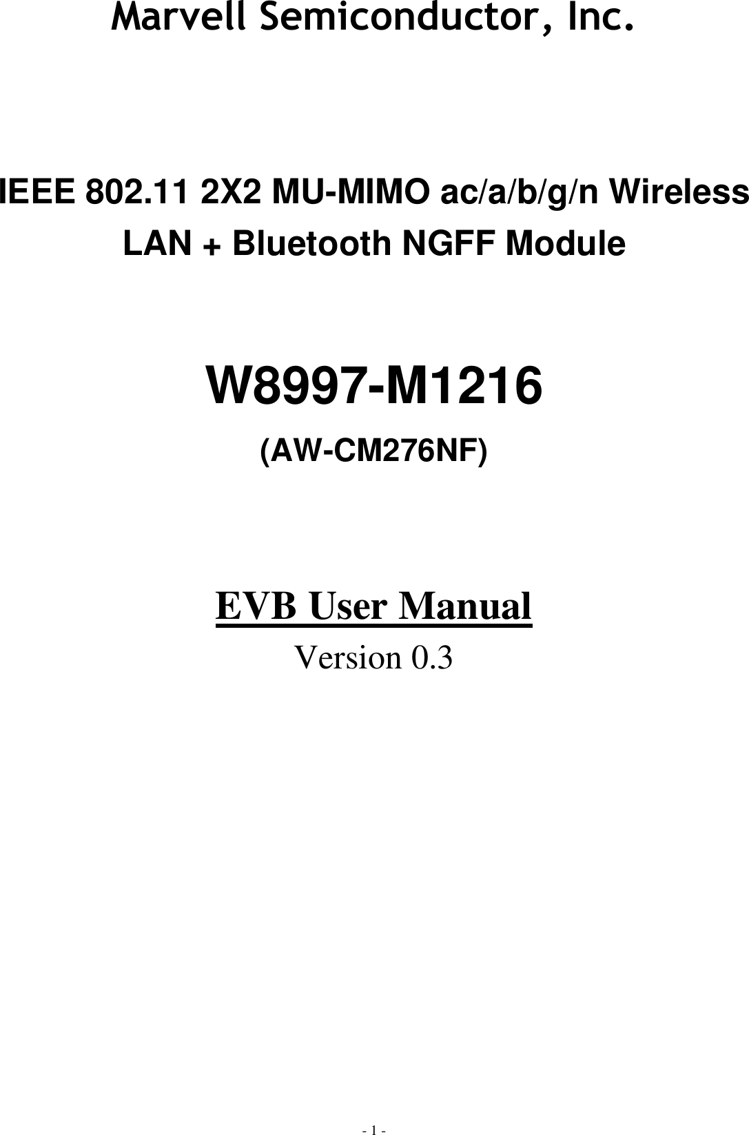 Marvell Semiconductor W8997M1216 IEEE 802.11 2X2 MUMIMO ac/a/b/g/n