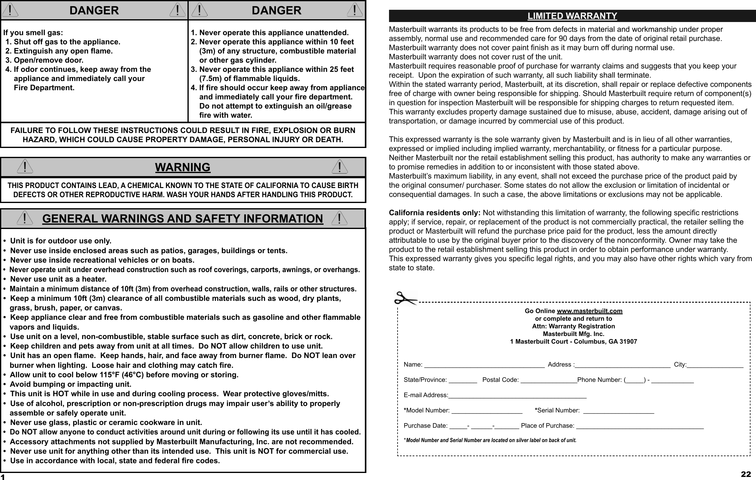 Page 2 of 12 - Masterbuilt 20050412 20050412_GS30DF_IM_081611-04SS User Manual  To The 314a71dd-c0b2-4b47-88f1-fd76352aecd4