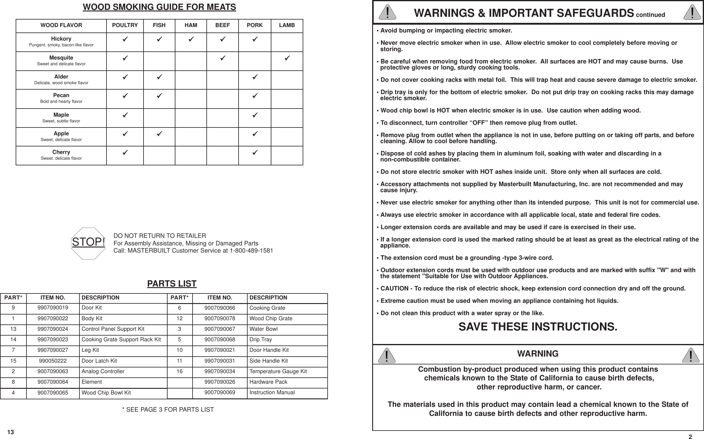 Page 3 of 8 - Masterbuilt Masterbuilt-20070210-Users-Manual- 090618 ESQ30B2 Manual  Masterbuilt-20070210-users-manual