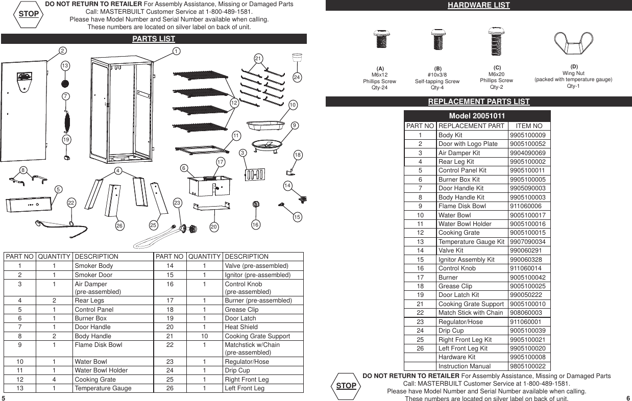 Page 4 of 11 - Masterbuilt Masterbuilt-Propane-Smoker-20051011-Users-Manual- 20051011_GS40S_IM_041811JH  Masterbuilt-propane-smoker-20051011-users-manual