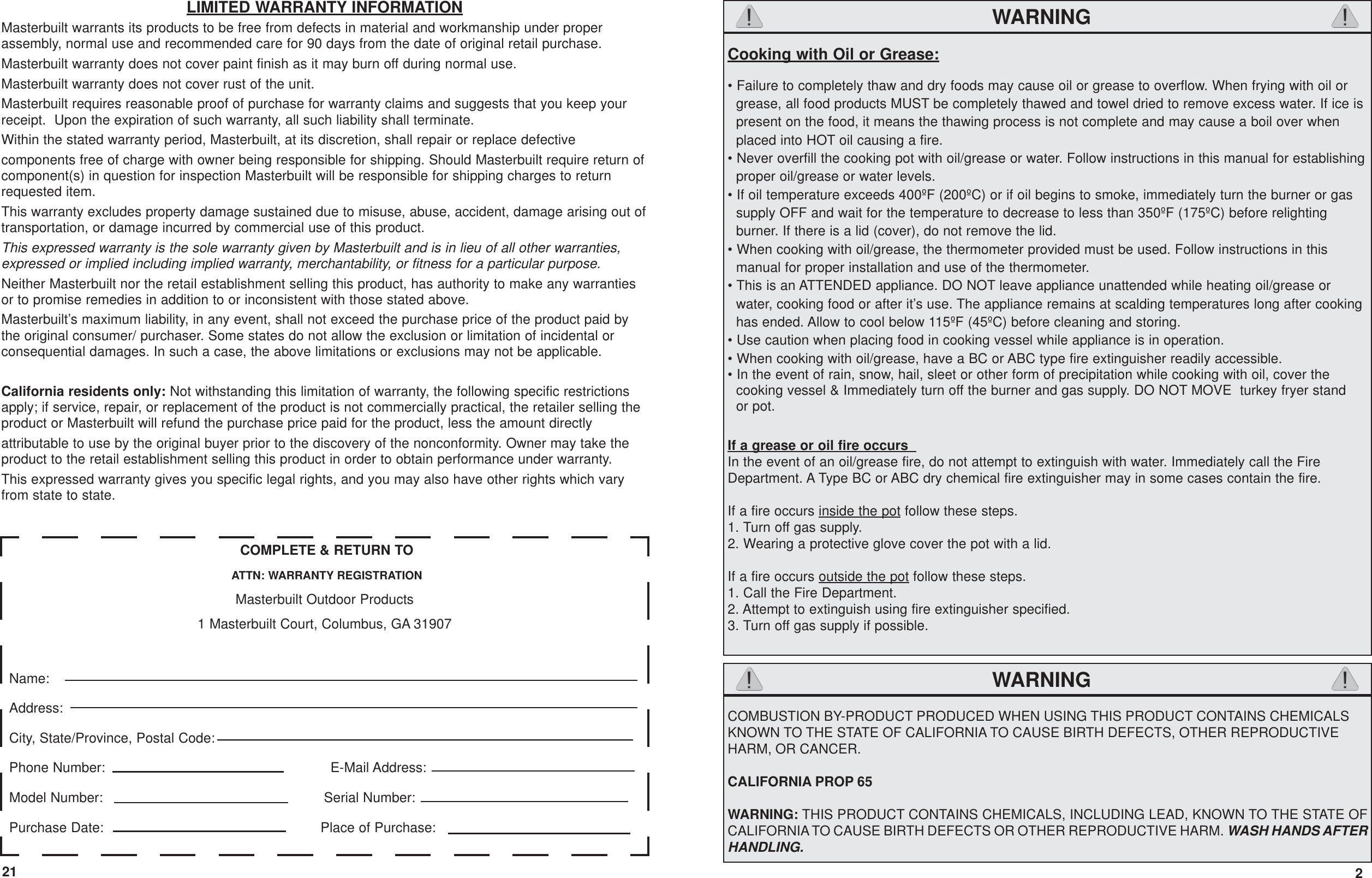 Page 3 of 12 - Masterbuilt Masterbuilt-Propane-Turkey-Fryer-20020107-Users-Manual- 20020209_GTFKDA_IM_071211JH  Masterbuilt-propane-turkey-fryer-20020107-users-manual