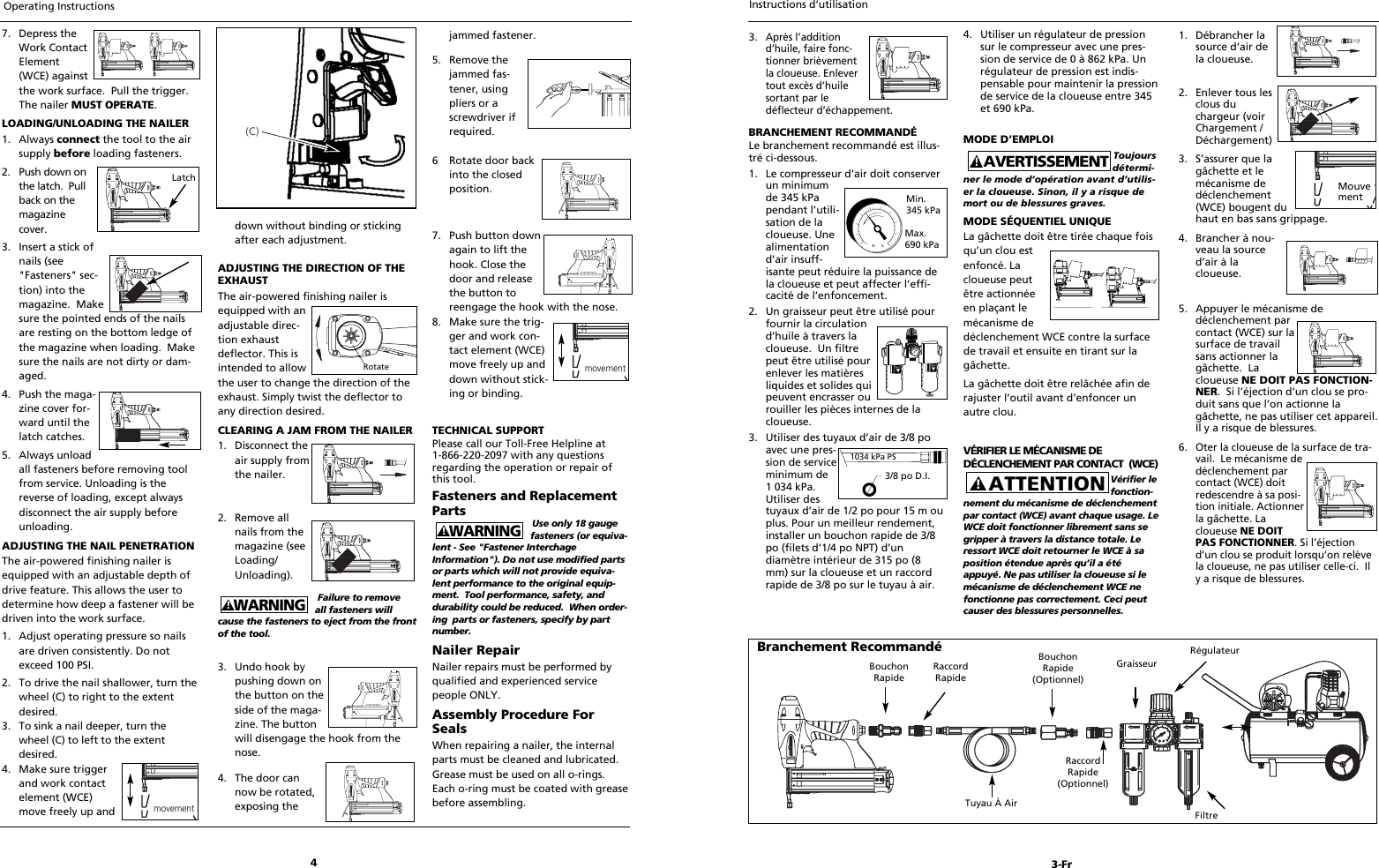 Mastercraft Air Powered Brad Nailers Users Manual Unknown