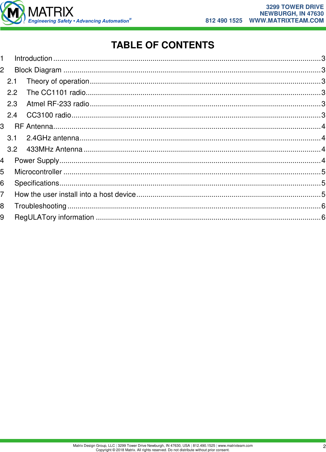 Page 3 of Matrix Design Group RM-10002705 Multi-feature transceiver radio User Manual Console Communication