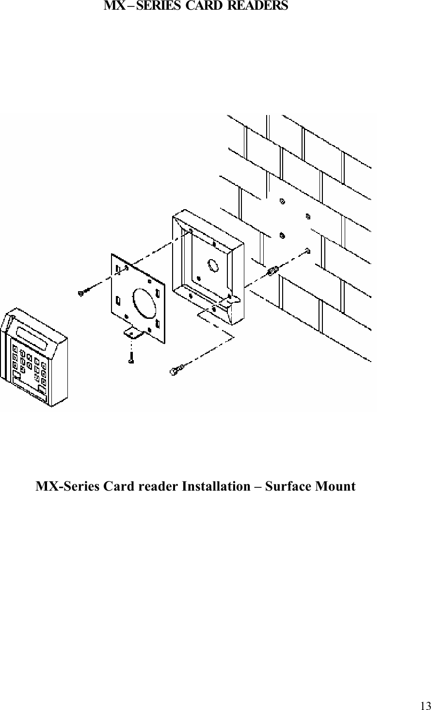  13MX – SERIES  CARD  READERS                                 MX-Series Card reader Installation – Surface Mount            