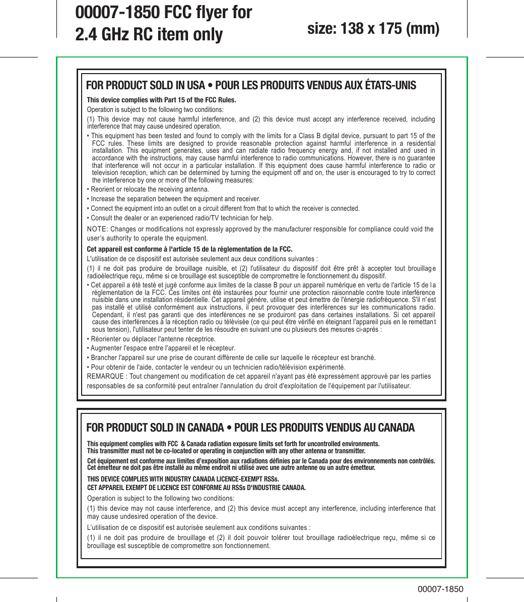 Page 1 of Mattel Asia Pacific Sourcing FNH12-17A5T Jurassic World RC Vehicle Raptor Attack RC User Manual 00007 1850 FCC flyer for 2 4 GHz RC item only