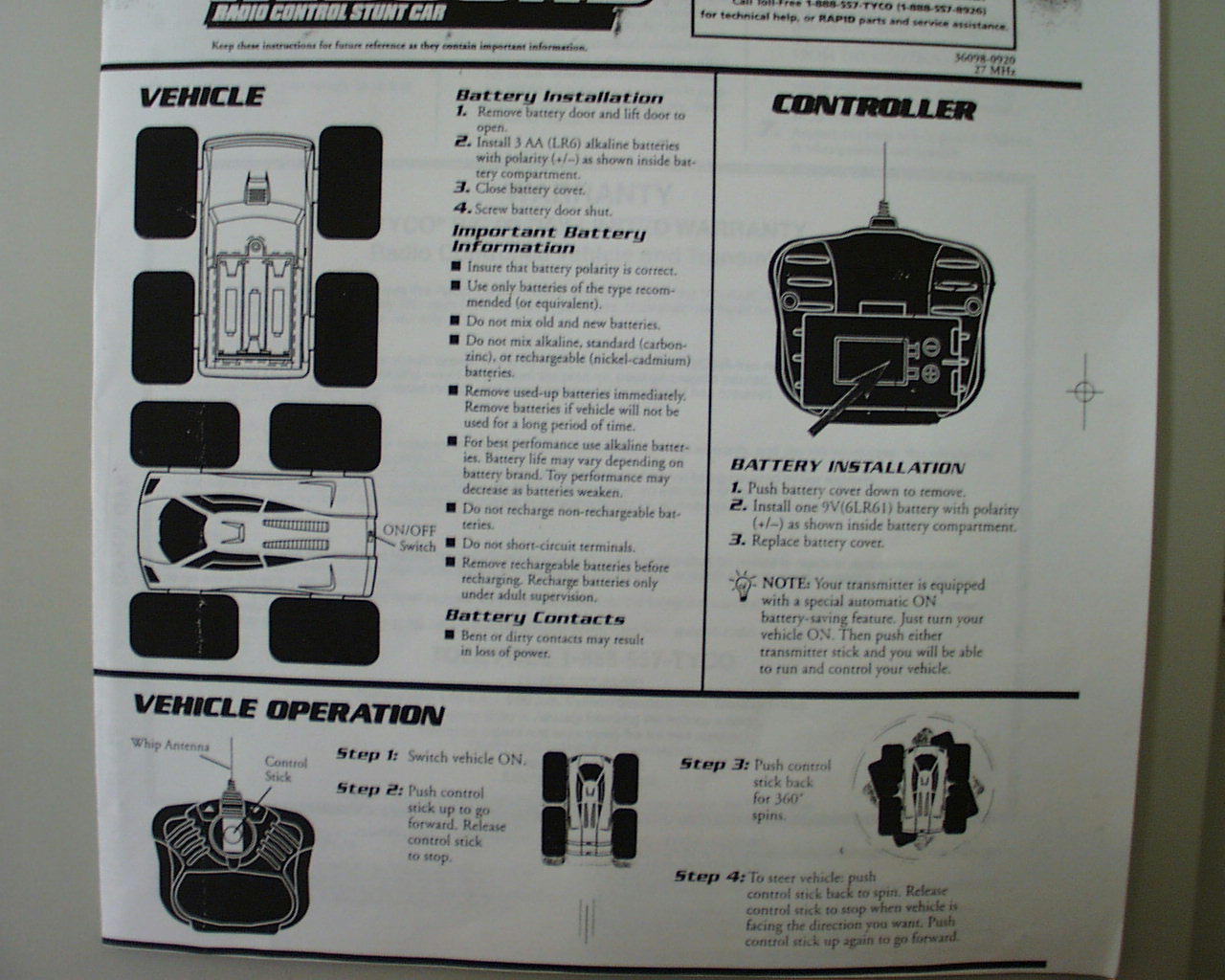 REMOTE CONTROL TRANSMITTER FOR TOY User Manual