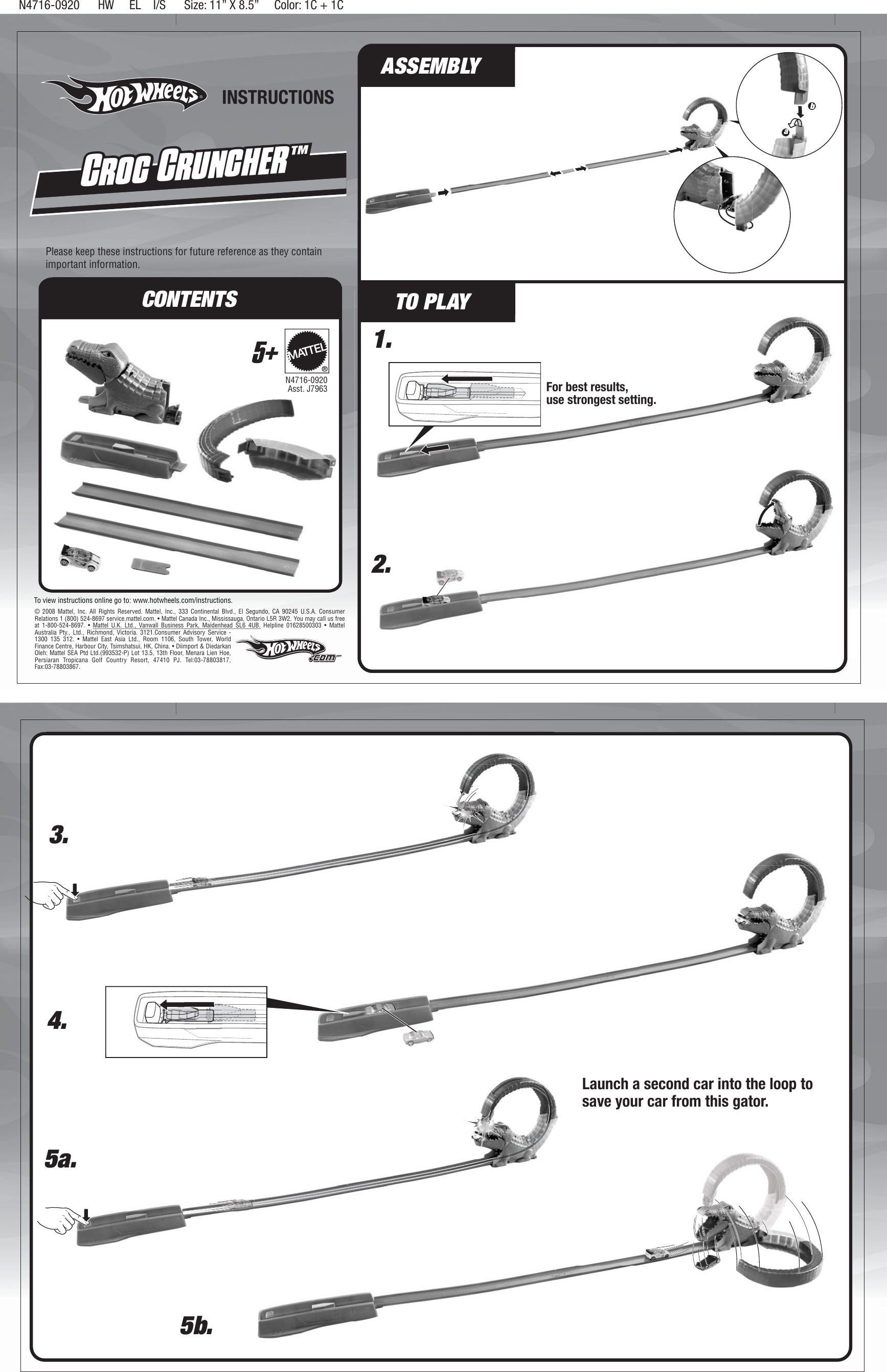 Page 2 of 3 - Mattel Mattel-Loop-And-Launch-N4715-0920-Users-Manual- N4715-0920 Mattel-loop-and-launch-n4715-0920-users-manual