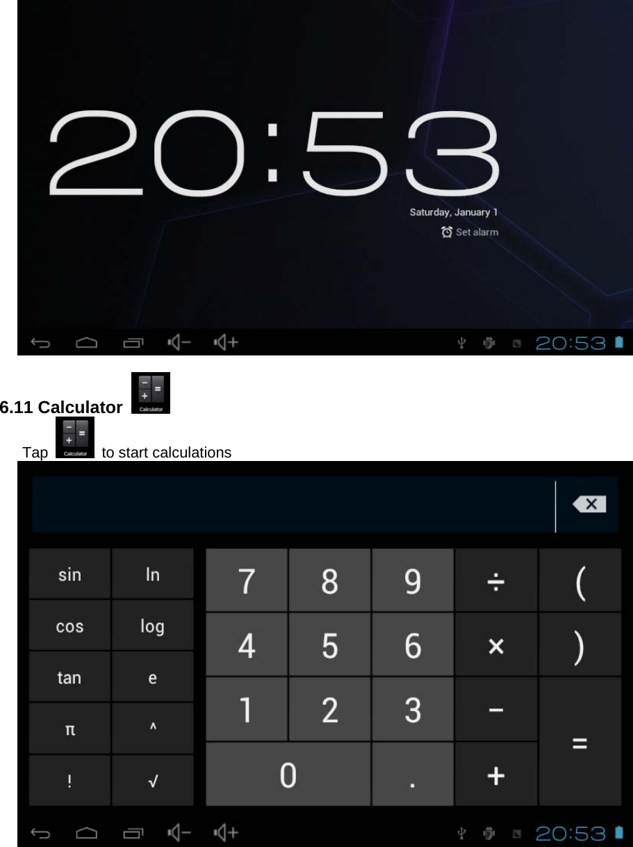   6.11 Calculator      Tap   to start calculations   