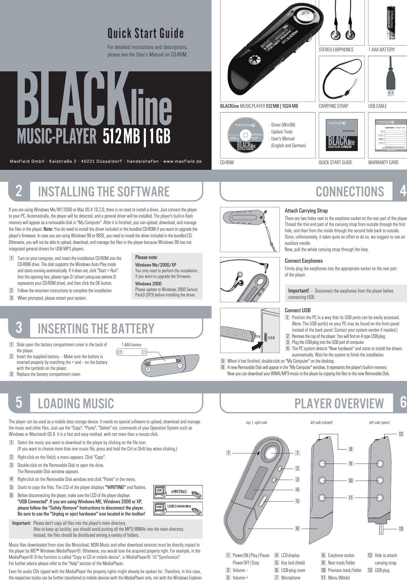 Page 1 of 2 - Maxfield Maxfield-Blackline-Music-Player-Users-Manual- BLACKline_quickstart_E-1_neu  Maxfield-blackline-music-player-users-manual