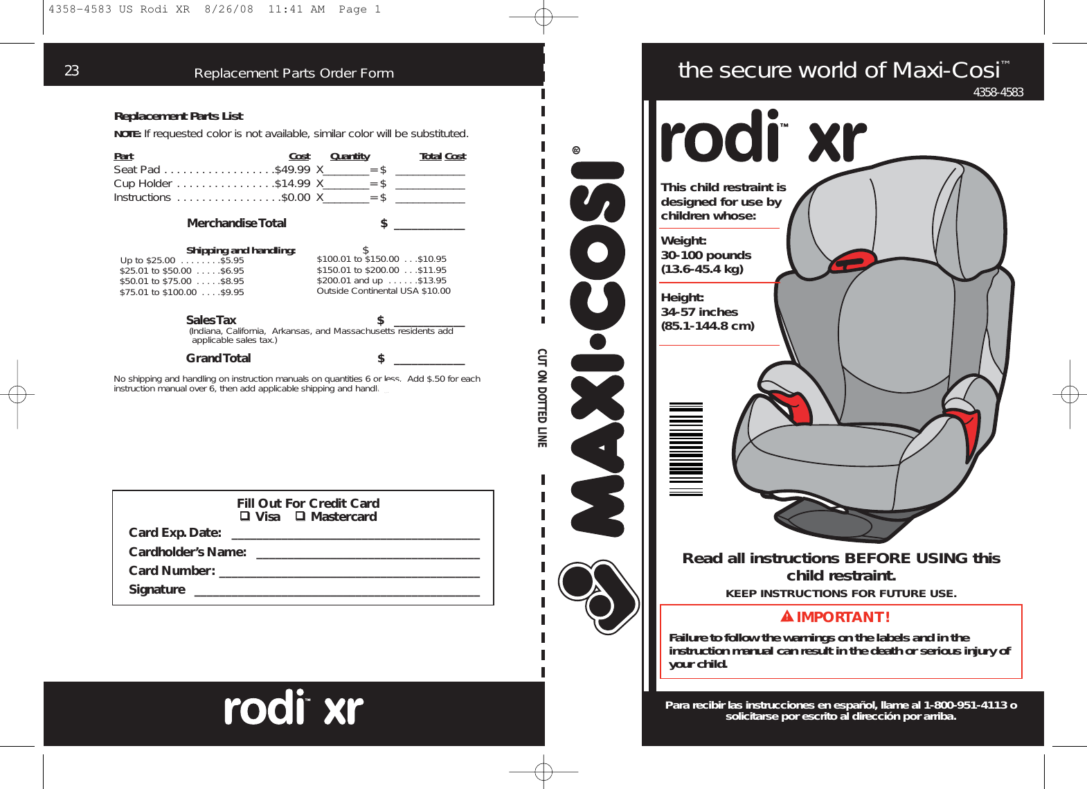 Page 1 of 12 - Maxi-Cosi Maxi-Cosi-4358-4583-Users-Manual-  Maxi-cosi-4358-4583-users-manual