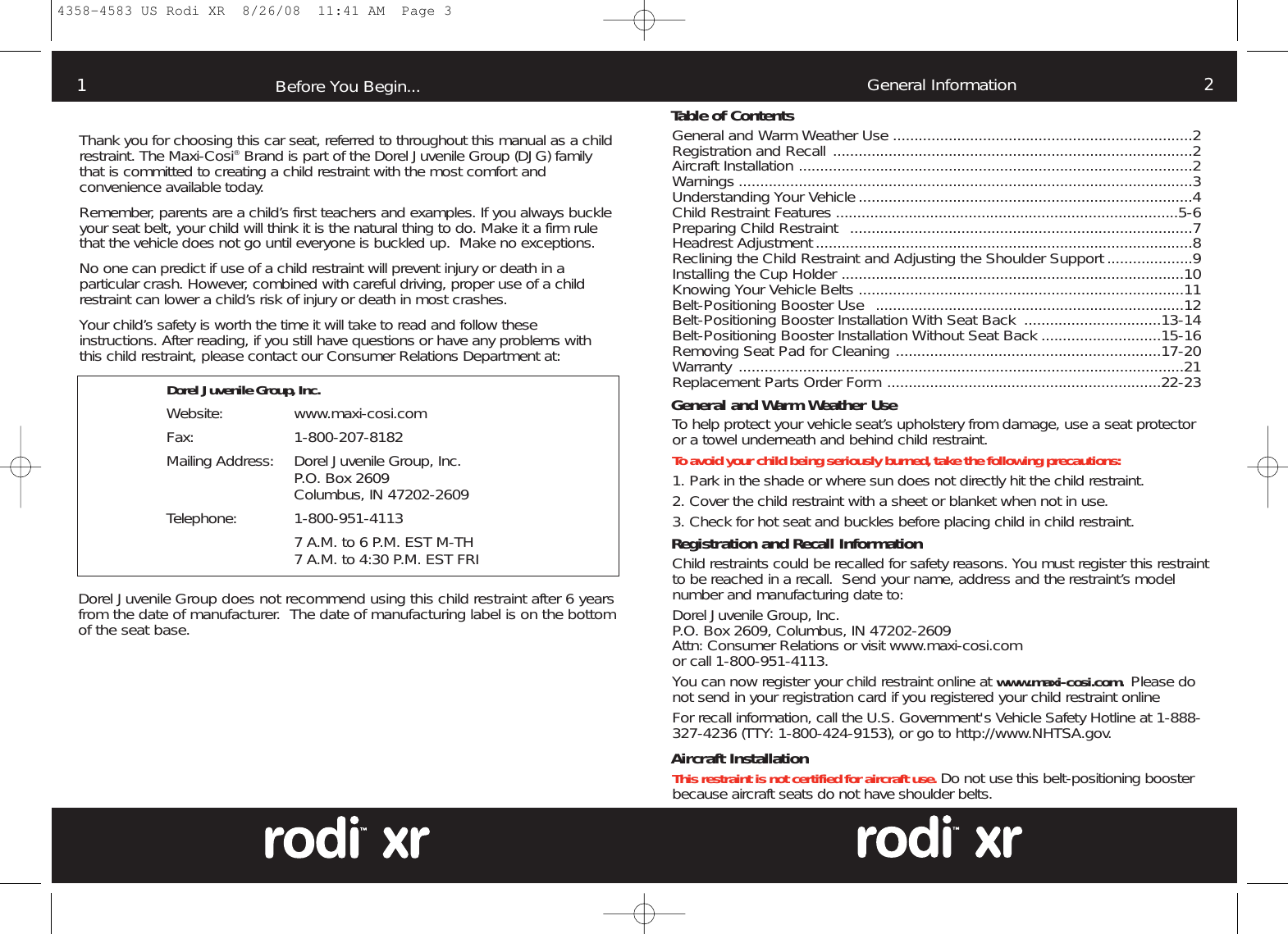 Page 2 of 12 - Maxi-Cosi Maxi-Cosi-4358-4583-Users-Manual-  Maxi-cosi-4358-4583-users-manual