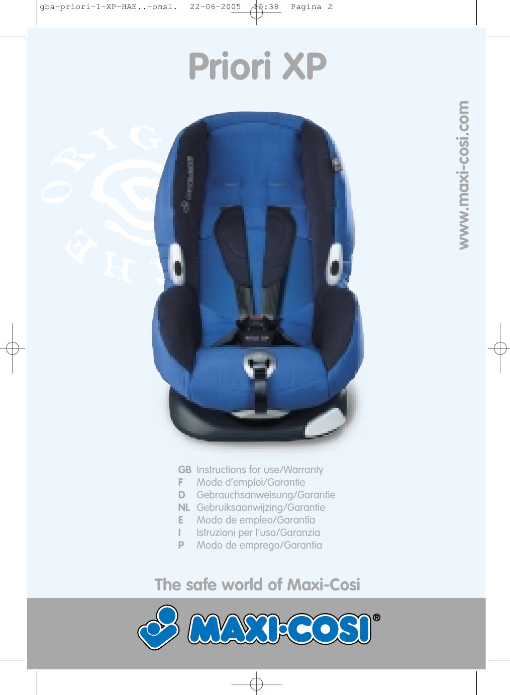 Maxi Cosi Priori Xp Users Manual