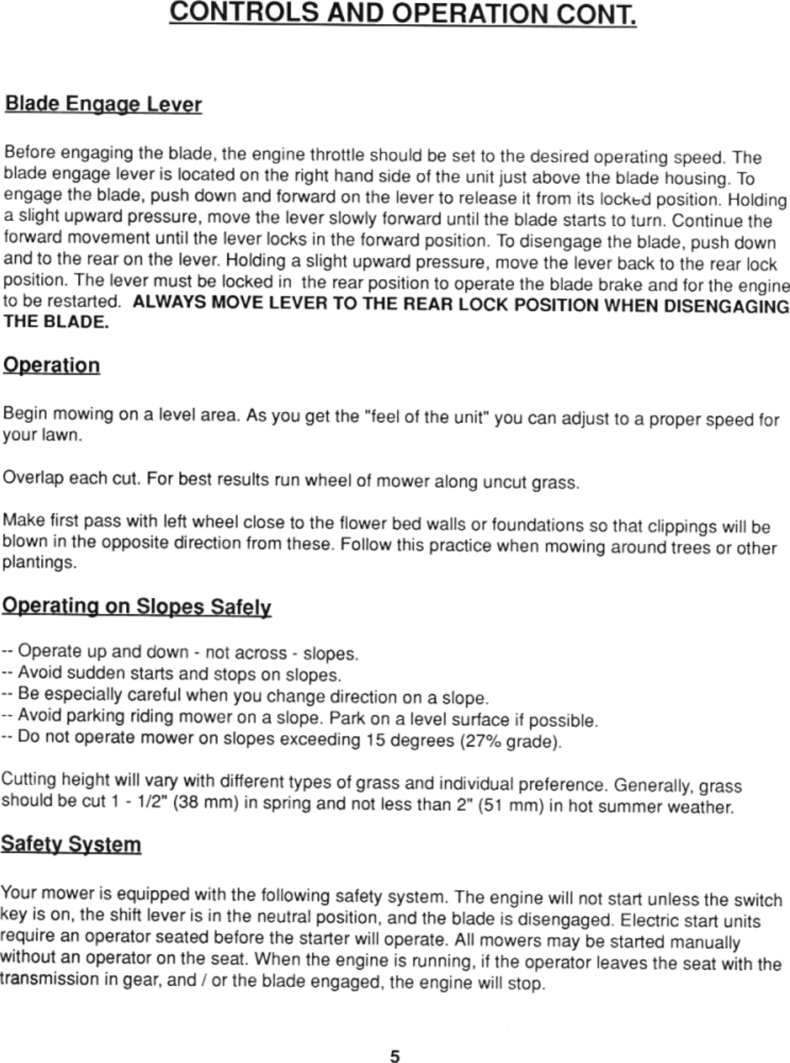 Page 5 of 12 - Maxim Maxim-Roof-Riding-Mower-Users-Manual-  Maxim-roof-riding-mower-users-manual