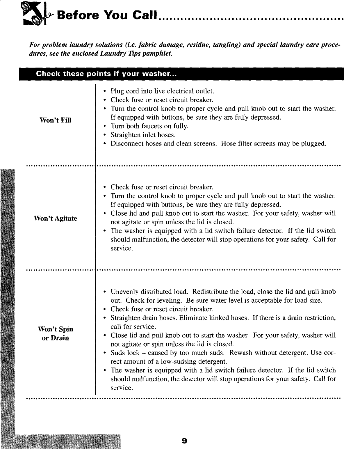 Page 10 of 12 - Maytag LAW9406AAE User Manual  WASHER - Manuals And Guides L0903738