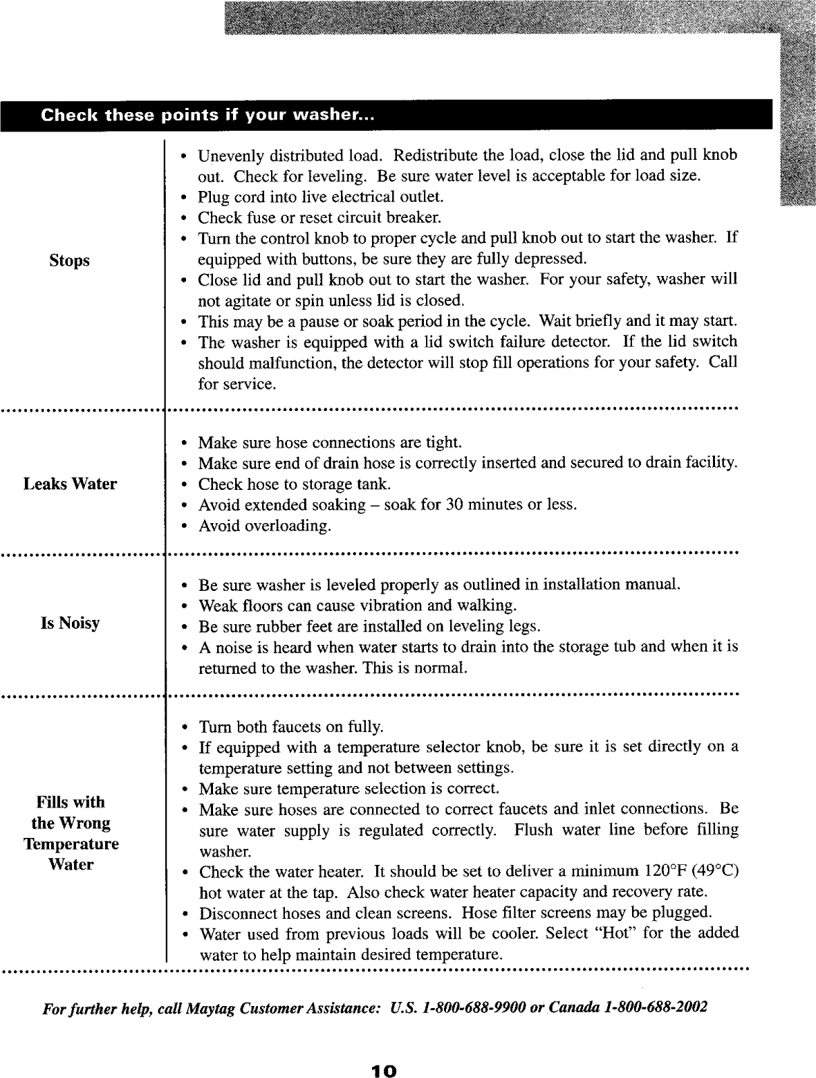 Page 11 of 12 - Maytag LAW9406AAE User Manual  WASHER - Manuals And Guides L0903738
