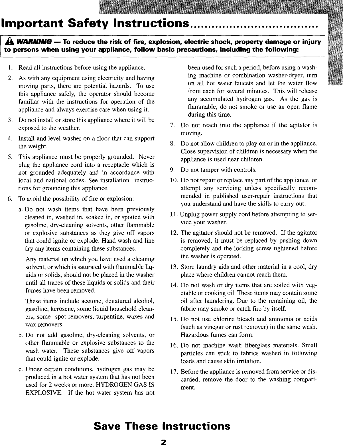 Page 3 of 12 - Maytag LAW9406AAE User Manual  WASHER - Manuals And Guides L0903738