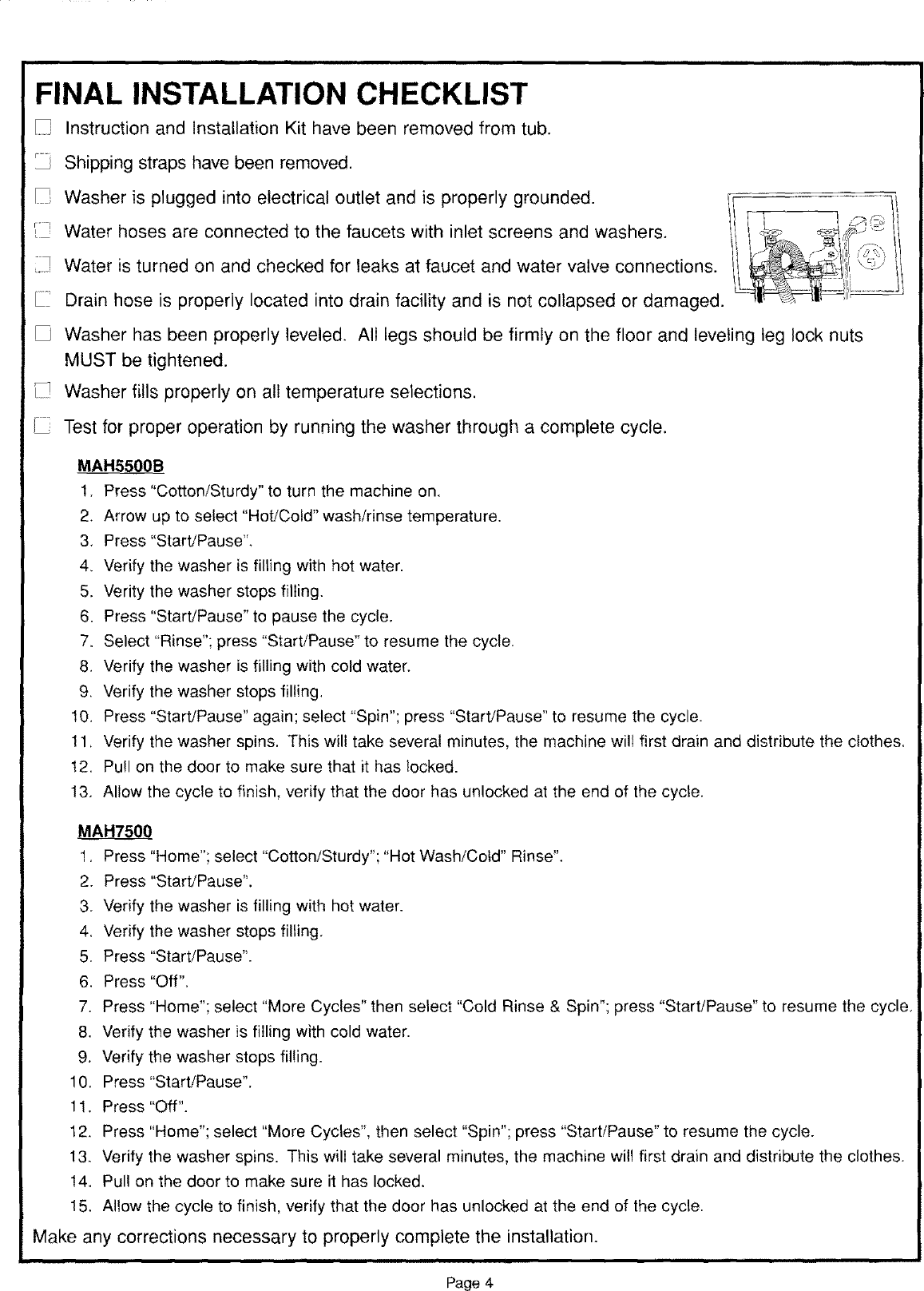 Page 5 of 7 - Maytag MAH5500BWQ User Manual  WASHER - Manuals And Guides L0503006