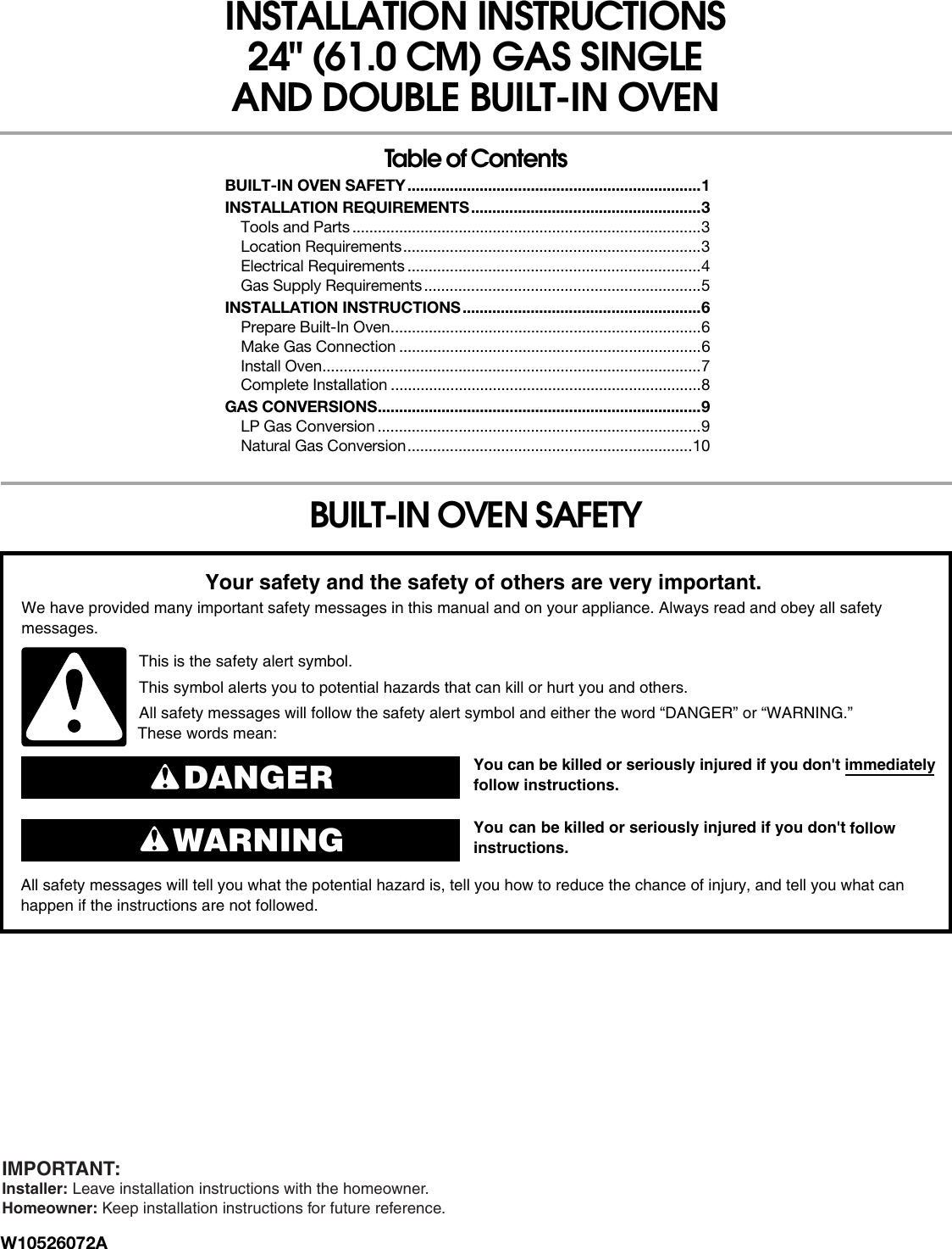 Maytag Cwg3600Aas Installation Guide W10526072A
