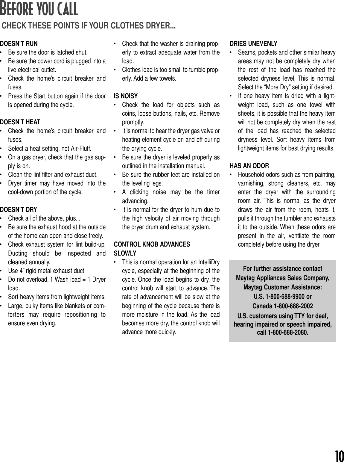 Page 11 of 12 - Maytag Maytag-Intellidry-Md-16-Users-Manual- MD-16 Dryer-1  Maytag-intellidry-md-16-users-manual