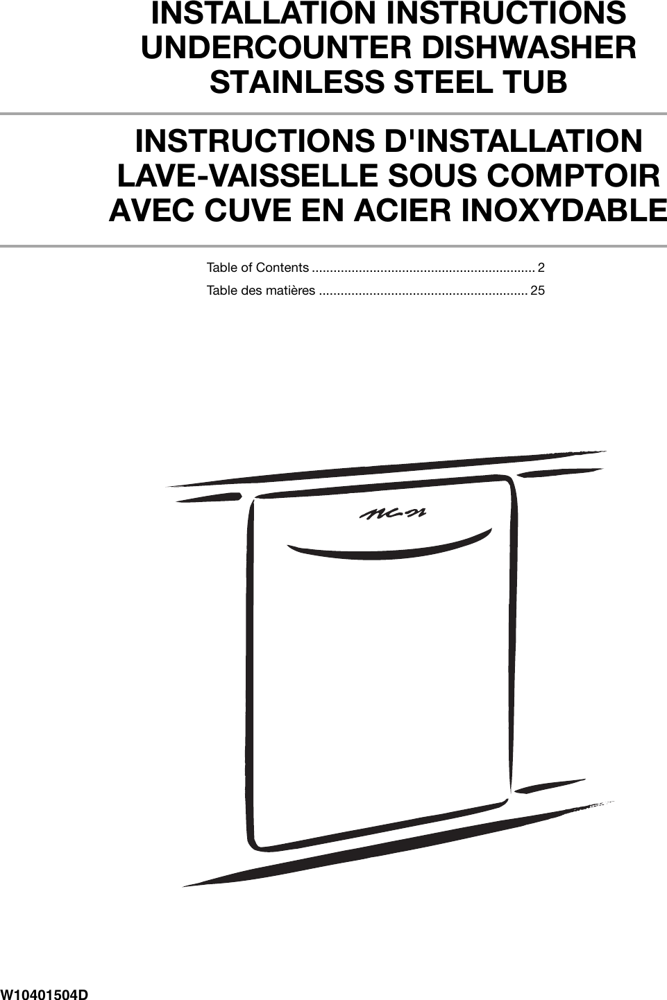 Maytag Dishwasher W10401504D Users Manual