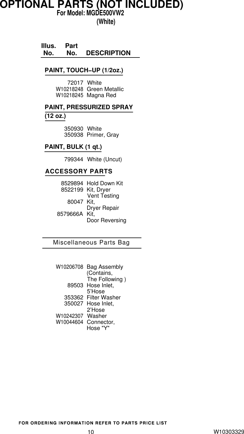 Page 10 of 10 - Maytag Maytag-Mgde500Vw2-Users-Manual-  Maytag-mgde500vw2-users-manual