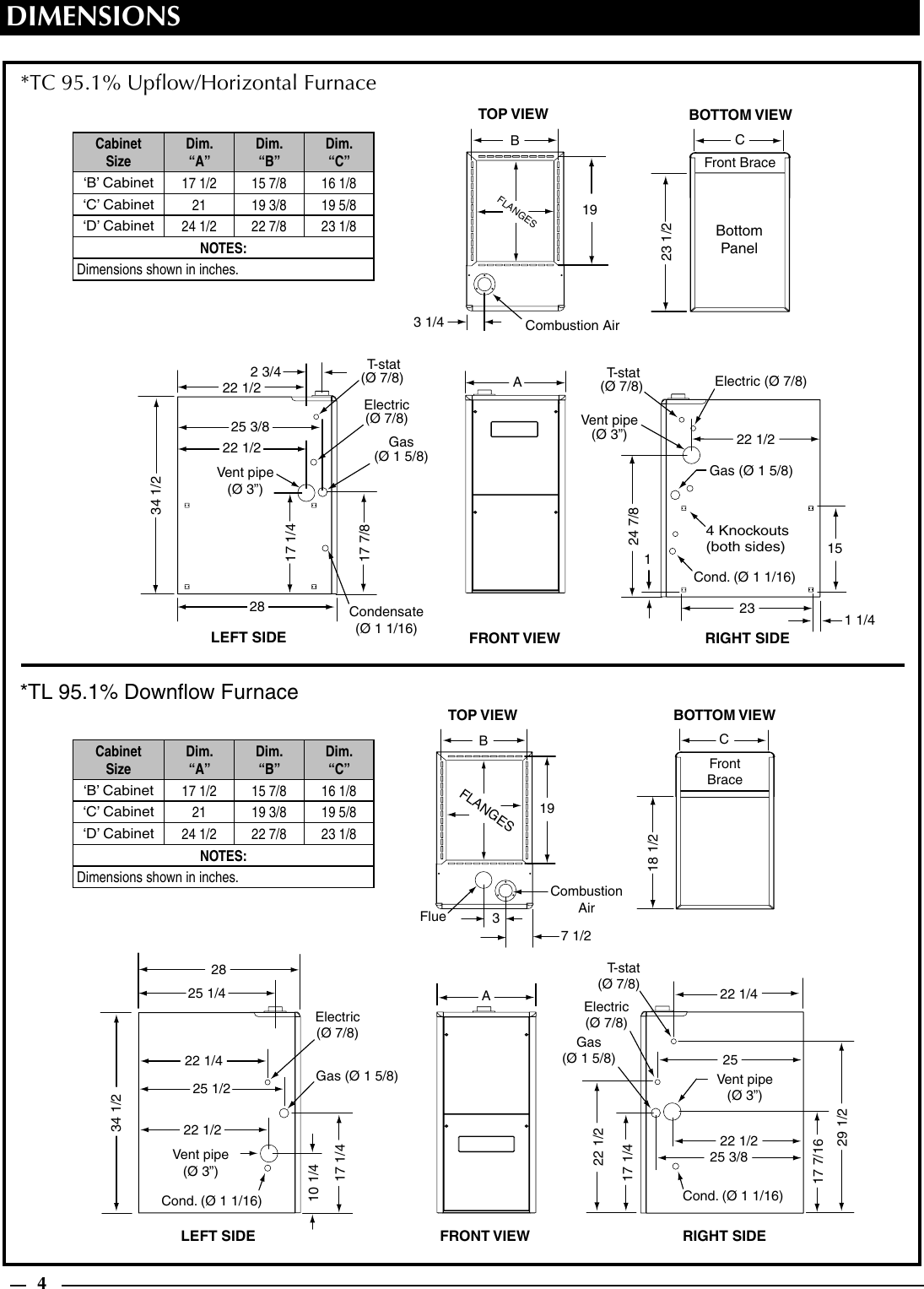 Page 4 of 8 - Maytag Maytag-Pgc2Tc-Pgc2Tl-Maytag-M1200-95-1-Afue-Two-Stage-Fixed-Speed-Gas-Furnace-Technical-Literature- PGC2T(C,L) Series Gas Furnaces Technical Specifications  Maytag-pgc2tc-pgc2tl-maytag-m1200-95-1-afue-two-stage-fixed-speed-gas-furnace-technical-literature