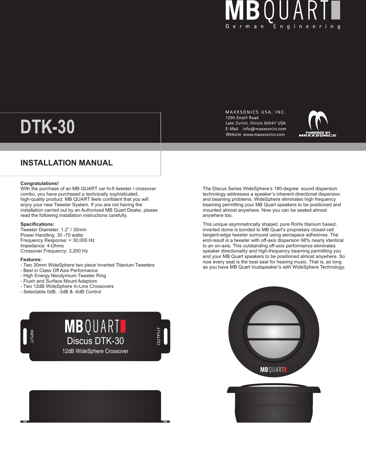 Page 1 of 4 - Mb-Quart Mb-Quart-Dtk-30-Users-Manual-  Mb-quart-dtk-30-users-manual
